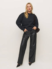 Reformation Emma Classic Crewneck Sweatshirt - Black