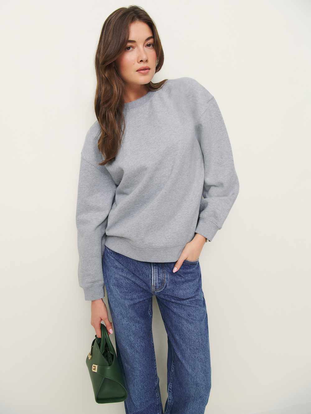 Reformation Emma Classic Crewneck Sweatshirt - Heather Grey