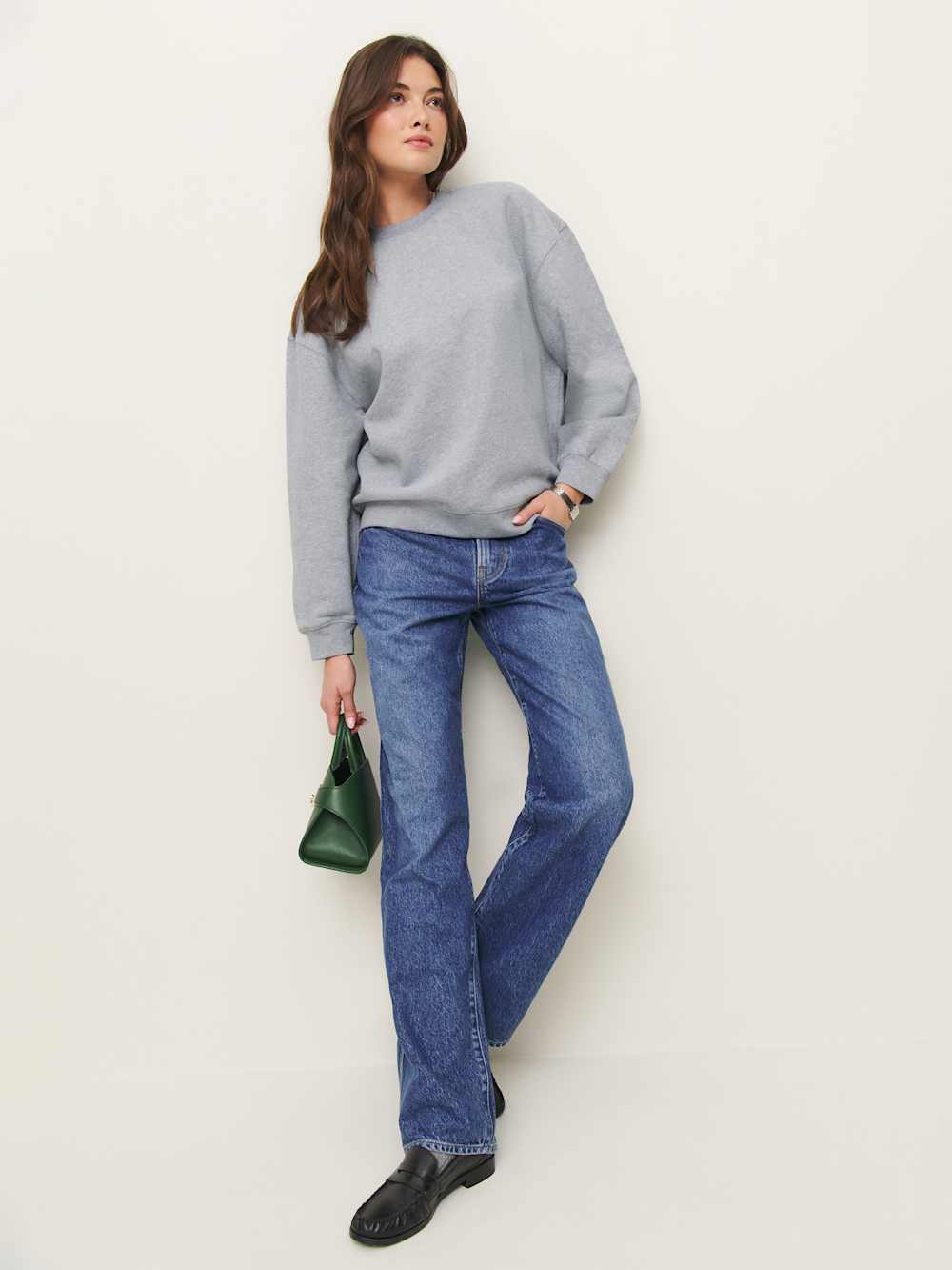 Reformation Emma Classic Crewneck Sweatshirt - Heather Grey