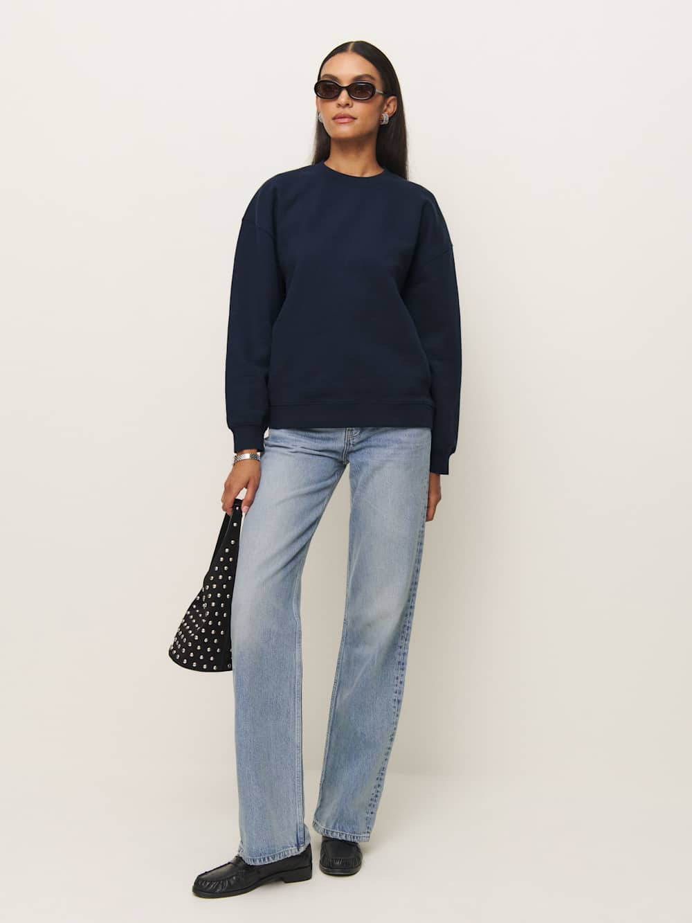 Reformation Emma Classic Crewneck Sweatshirt - Midnight