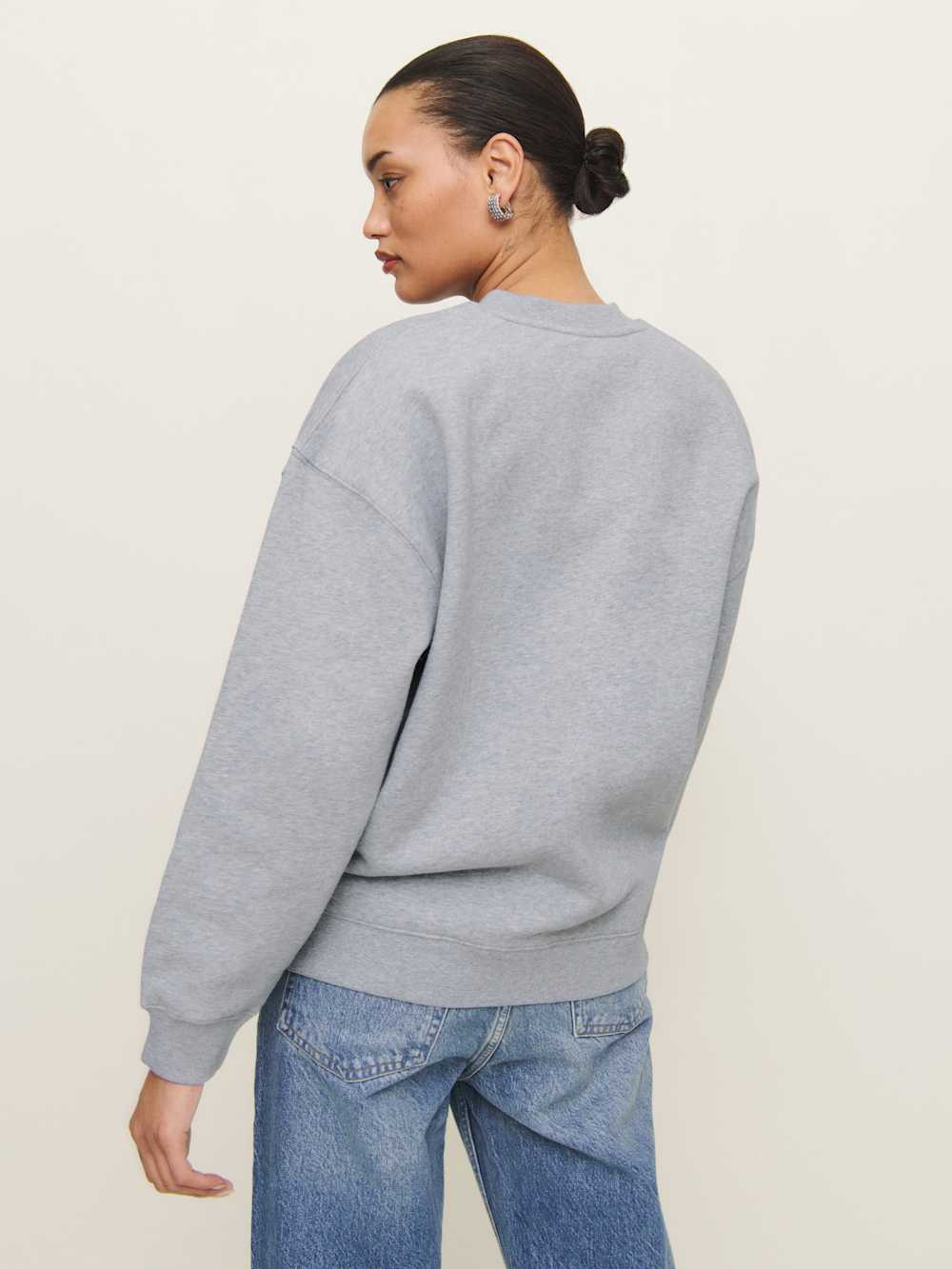 Reformation Emma Classic Crewneck Sweatshirt - Official Girlfriend Sweatshirt Heather Grey And Black