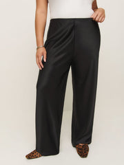 Reformation Gale Satin Mid Rise Bias Pant Es - Black