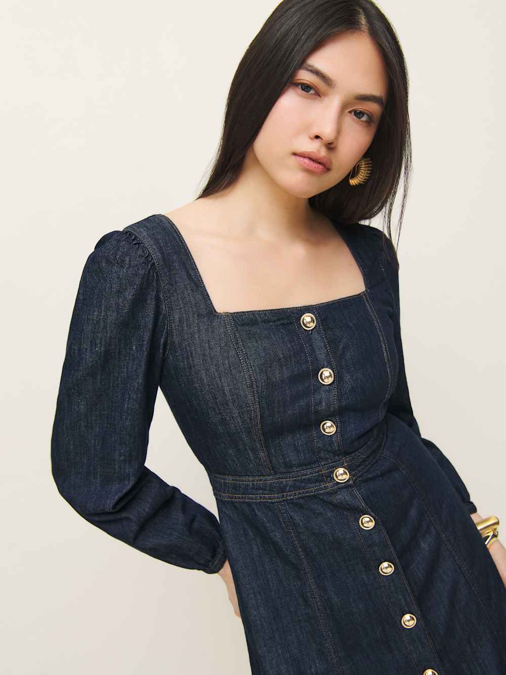 Reformation Celeste Denim Midi Dress - Liffey