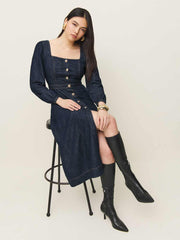 Reformation Celeste Denim Midi Dress - Liffey