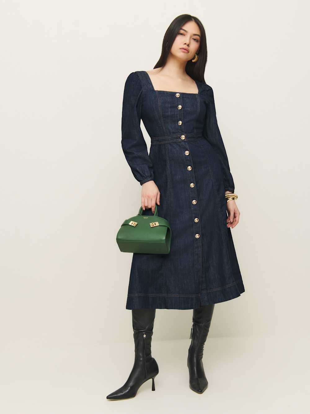 Reformation Celeste Denim Midi Dress - Liffey