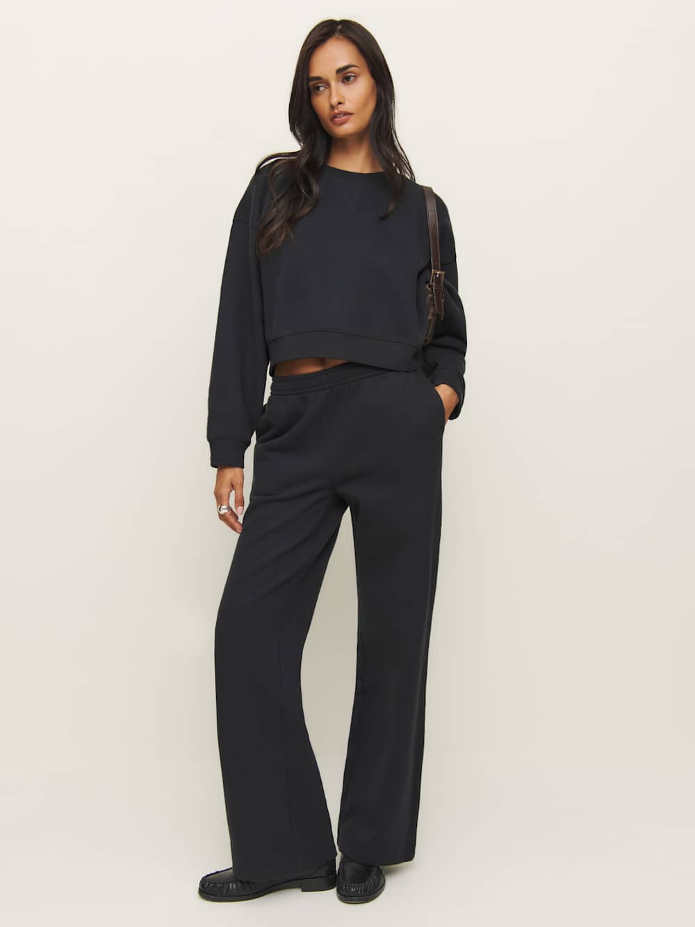 Reformation Kira Wide Leg Sweatpant - Black