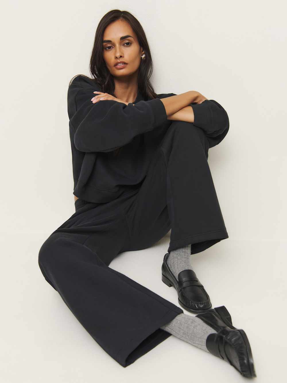 Reformation Kira Wide Leg Sweatpant - Black
