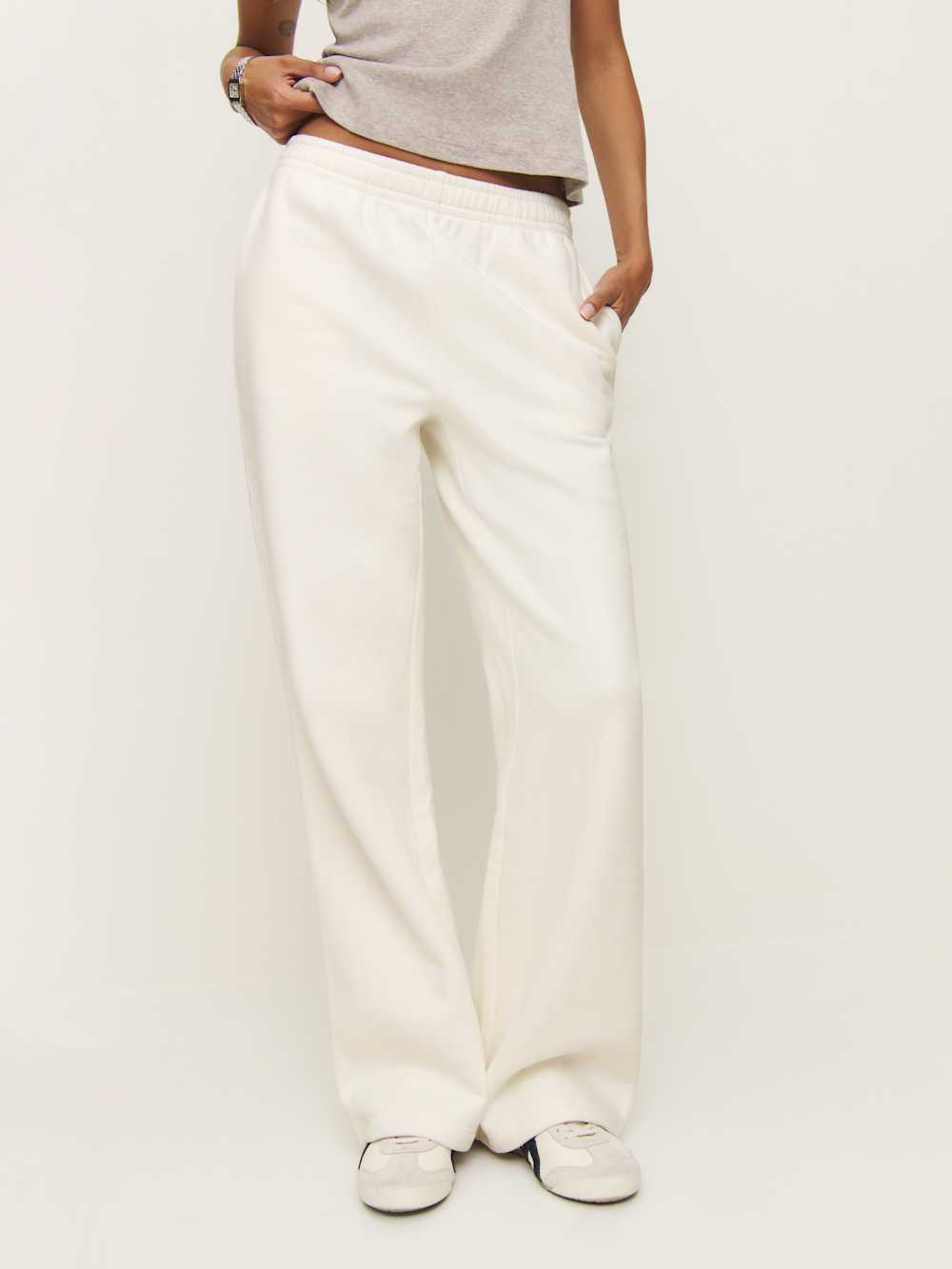 Reformation Kira Wide Leg Sweatpant - Fior Di Latte