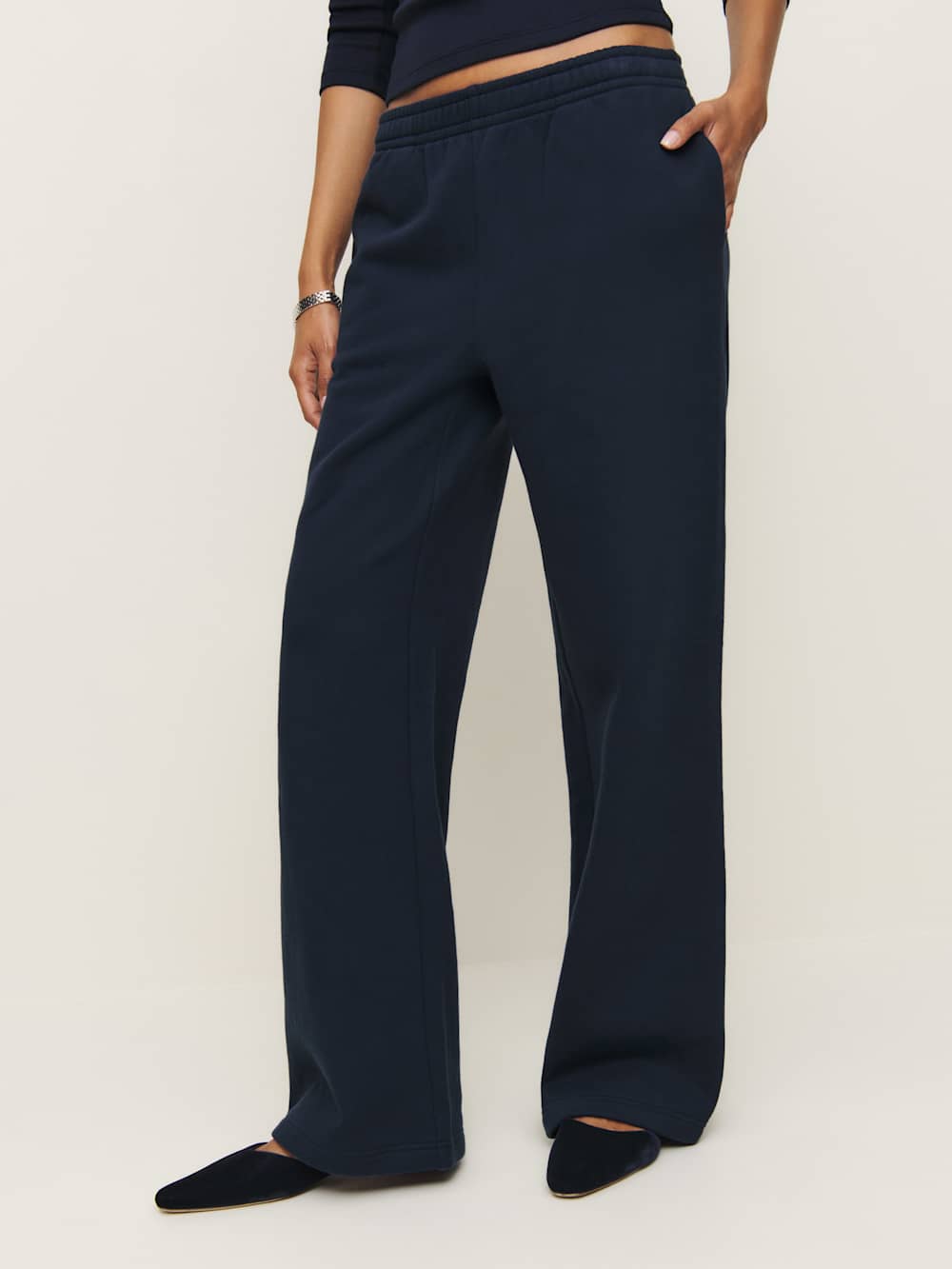 Reformation Kira Wide Leg Sweatpant - Midnight