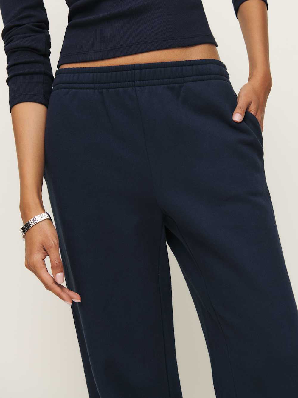 Reformation Kira Wide Leg Sweatpant - Midnight