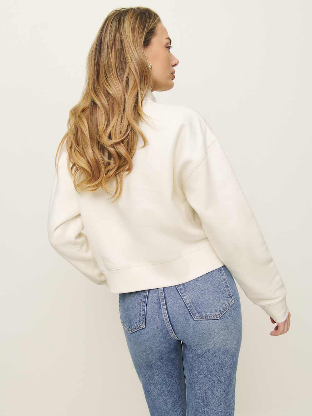 Reformation Maddie Zip Sweatshirt - Fior Di Latte