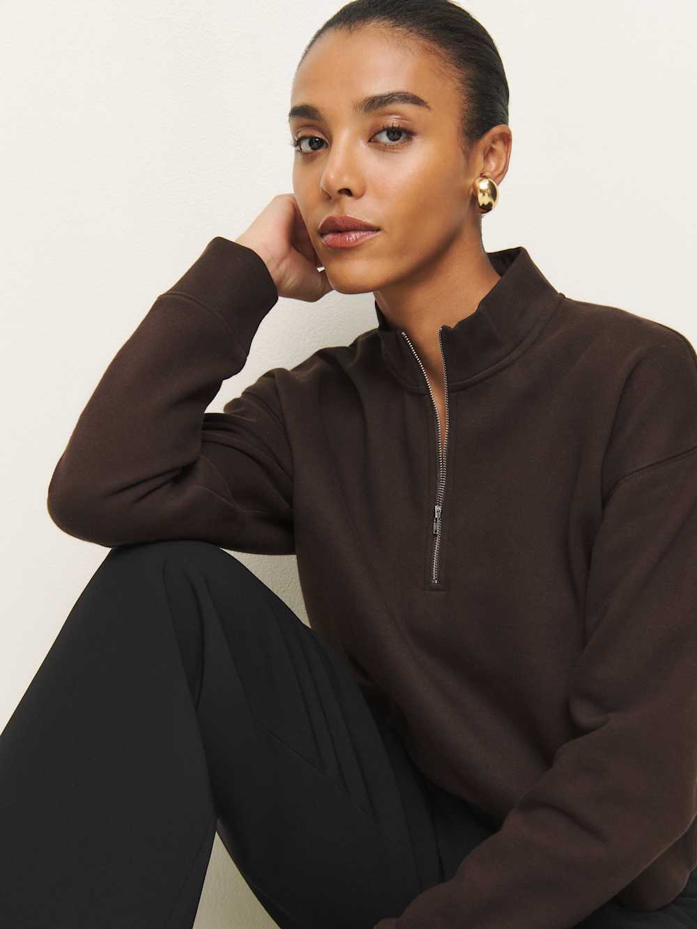 Reformation Maddie Zip Sweatshirt - Mole
