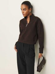 Reformation Maddie Zip Sweatshirt - Mole