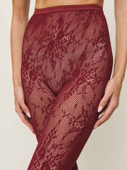Reformation Swedish Stockings Rosa Lace Tights - Chianti