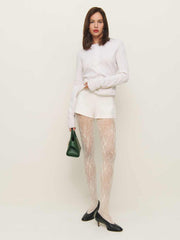 Reformation Swedish Stockings Rosa Lace Tights - Ivory
