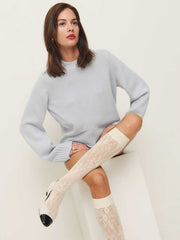Reformation Swedish Stockings Rosa Lace Knee Highs - Ivory