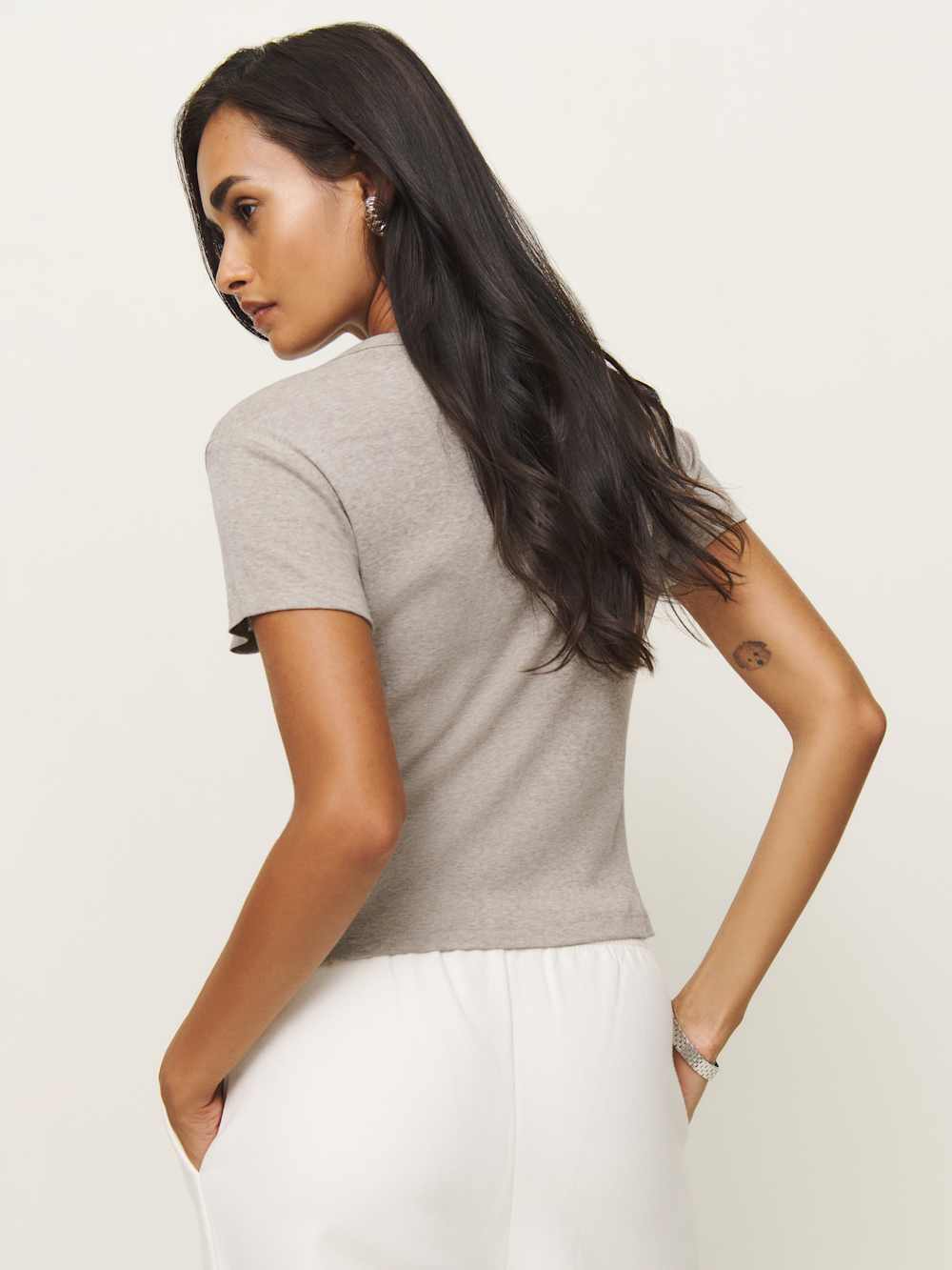 Reformation Max Slim Tee - Heather Taupe