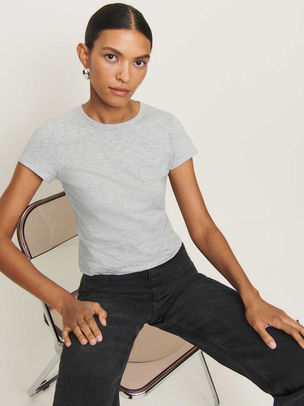 Reformation Max Slim Tee - Heather Grey