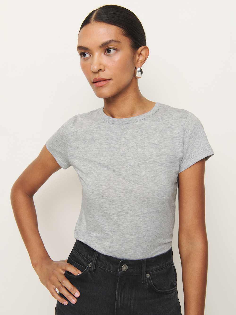 Reformation Max Slim Tee - Heather Grey