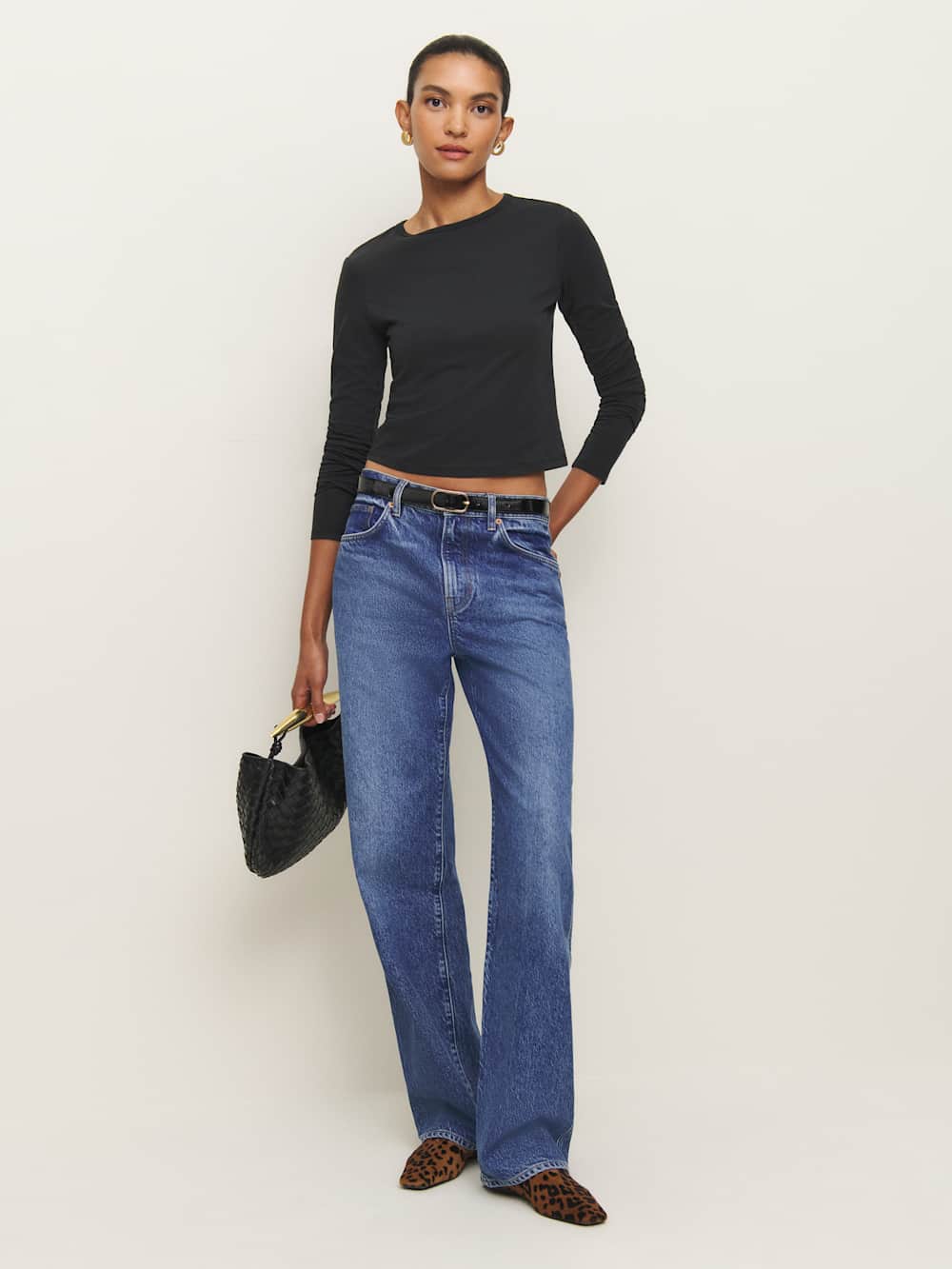 Reformation Ezra Slim Fit Long Sleeve - Black