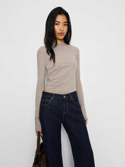 Reformation Ezra Slim Fit Long Sleeve - Heather Taupe
