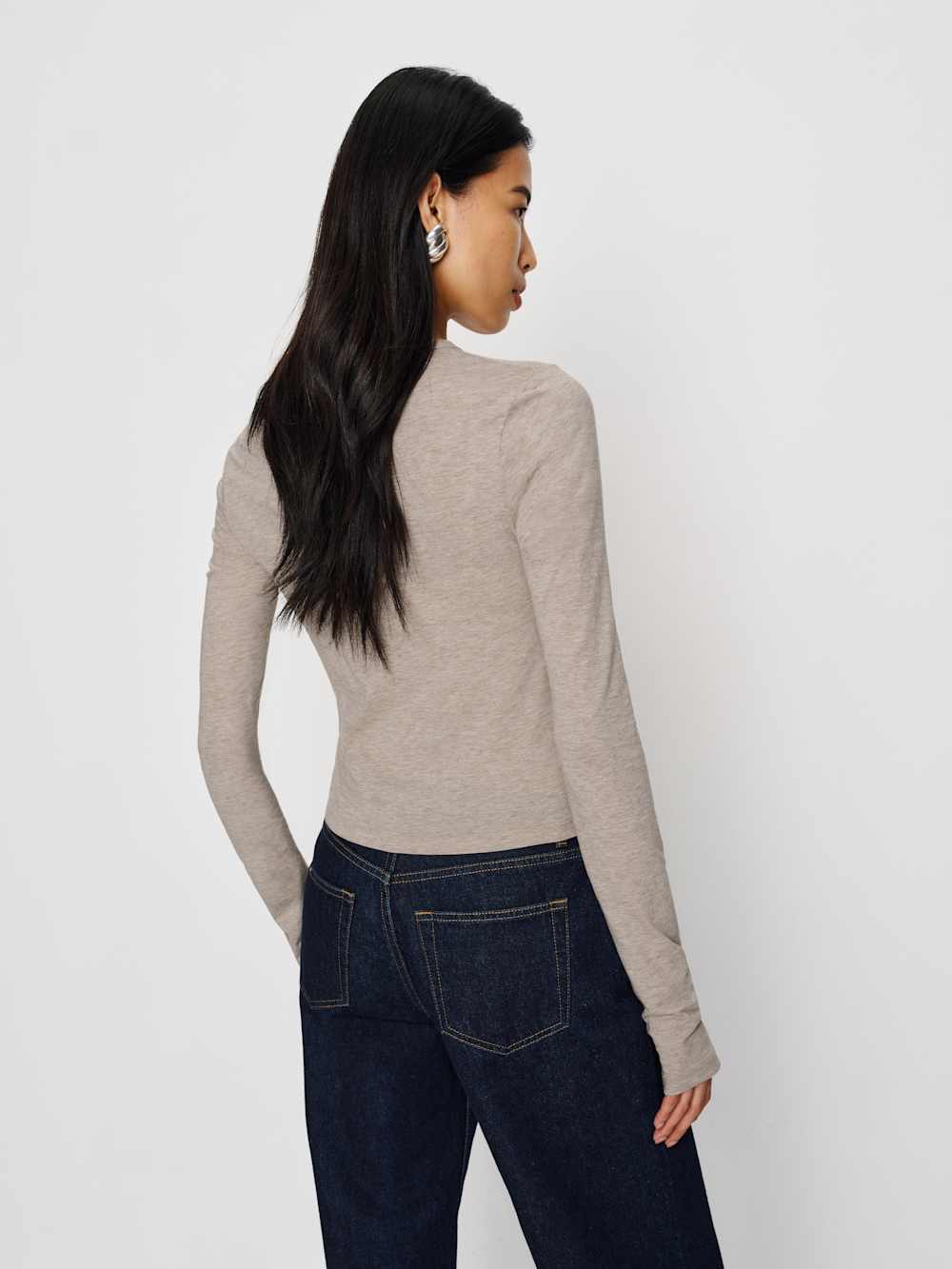 Reformation Ezra Slim Fit Long Sleeve - Heather Taupe