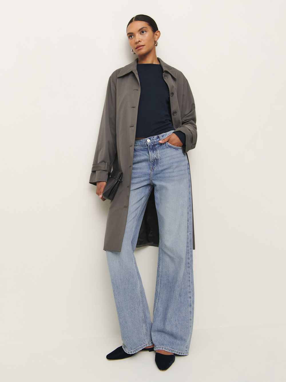 Reformation Ezra Slim Fit Long Sleeve - Midnight