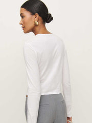 Reformation Ezra Slim Fit Long Sleeve - White