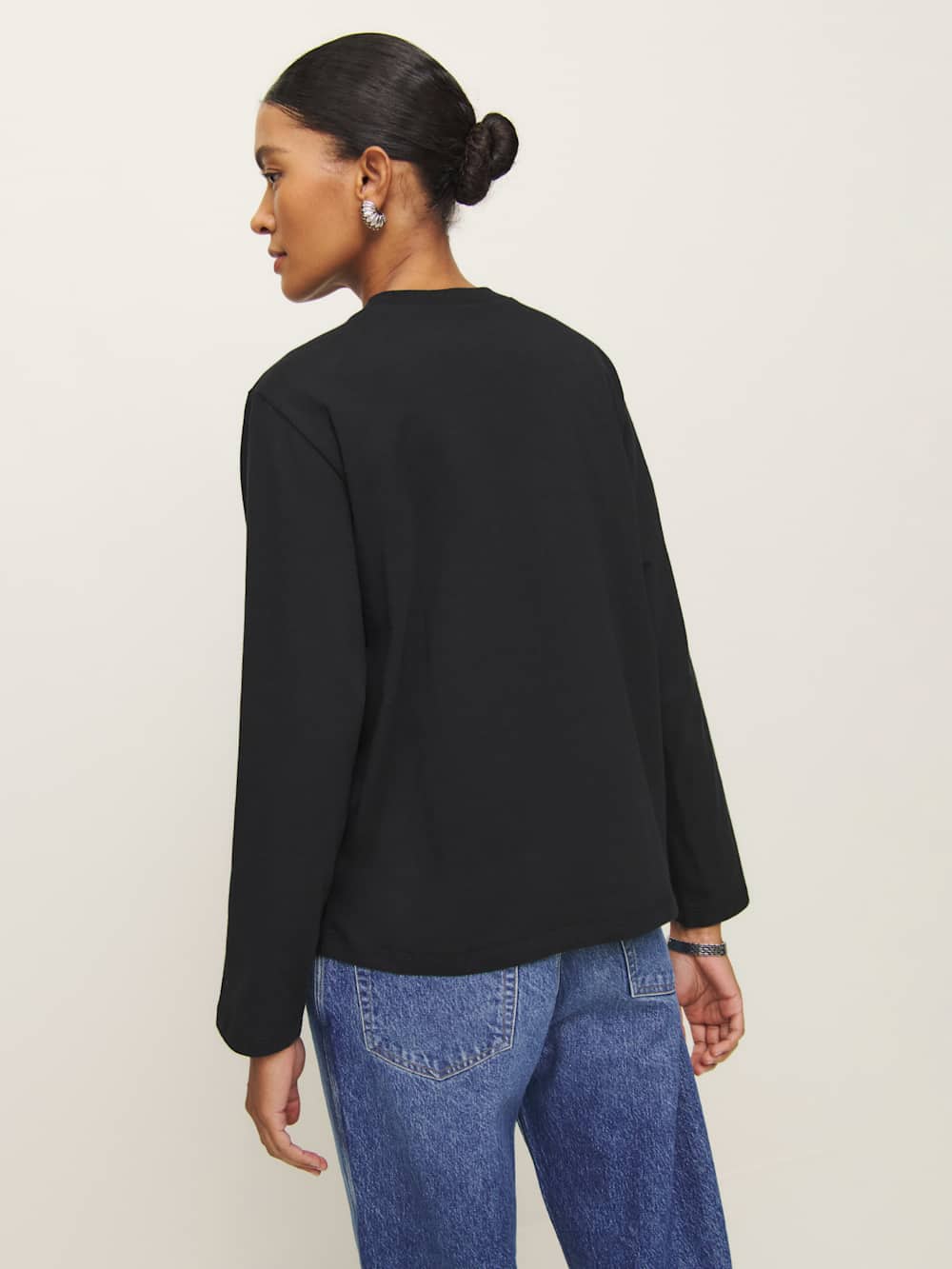 Reformation Asher Oversized Long Sleeve Tee - Black