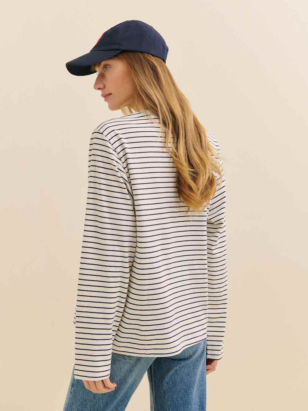 Reformation Asher Oversized Long Sleeve Tee - Black And White Stripe