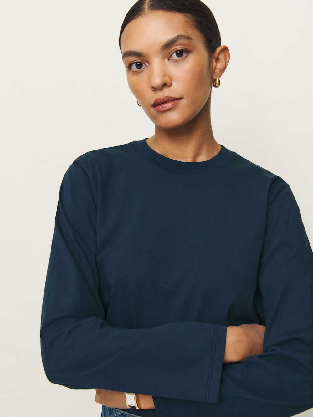 Reformation Asher Oversized Long Sleeve Tee - Midnight