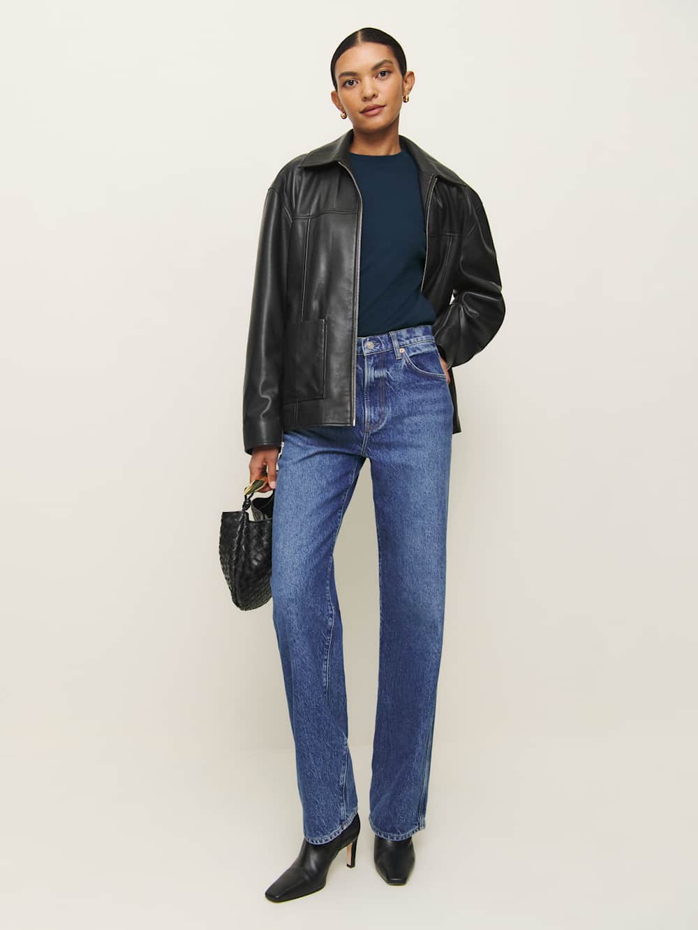 Reformation Asher Oversized Long Sleeve Tee - Midnight