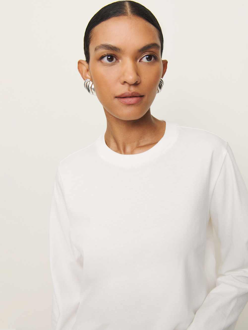 Reformation Asher Oversized Long Sleeve Tee - White
