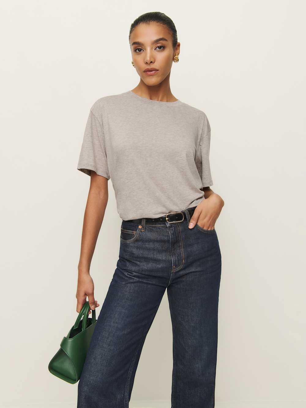 Reformation Liam Oversized Tee - Heather Taupe
