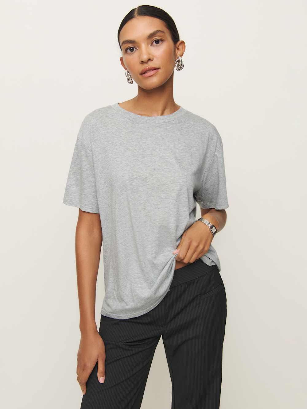 Reformation Liam Oversized Tee - Heather Grey