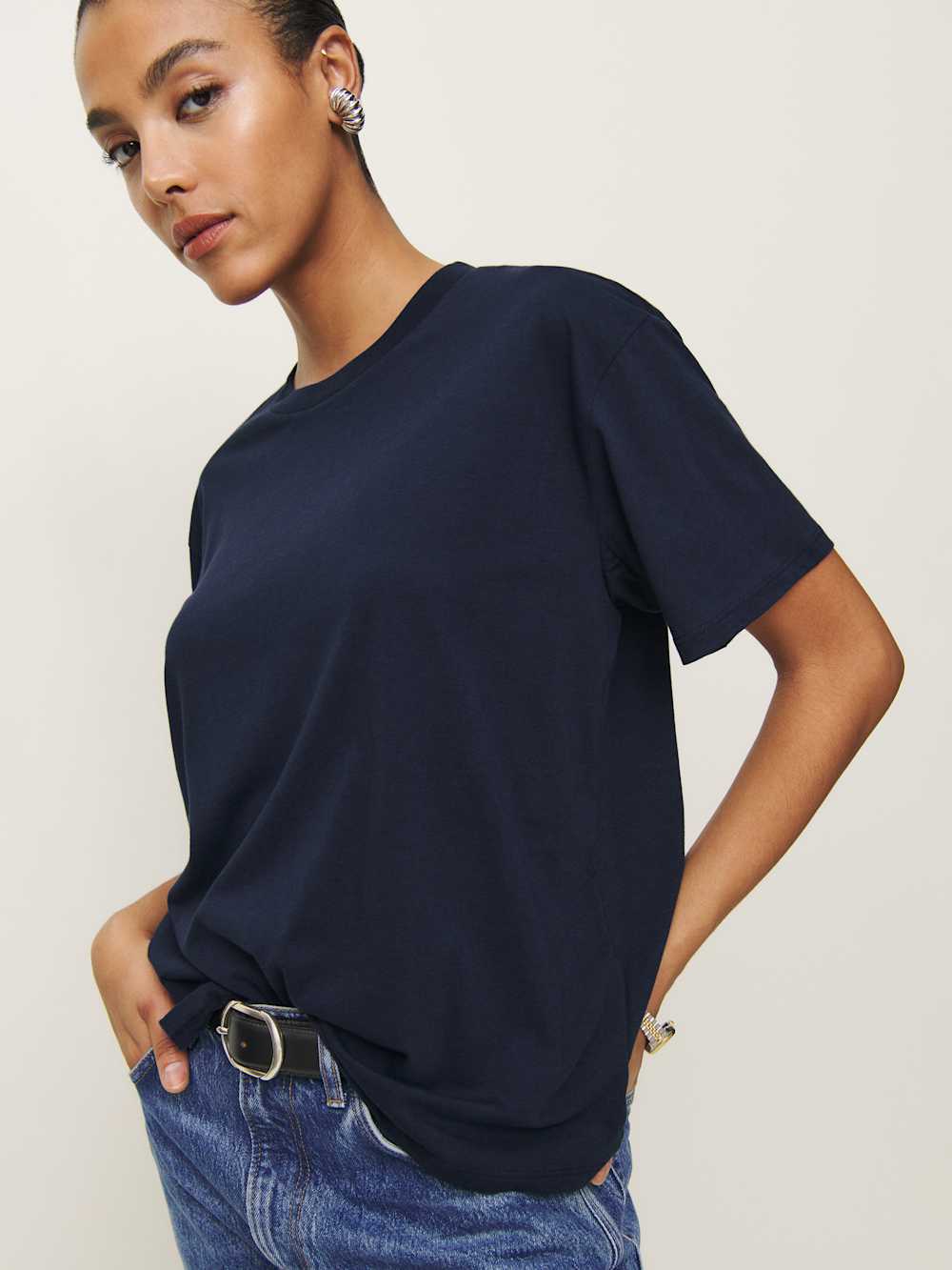 Reformation Liam Oversized Tee - Midnight