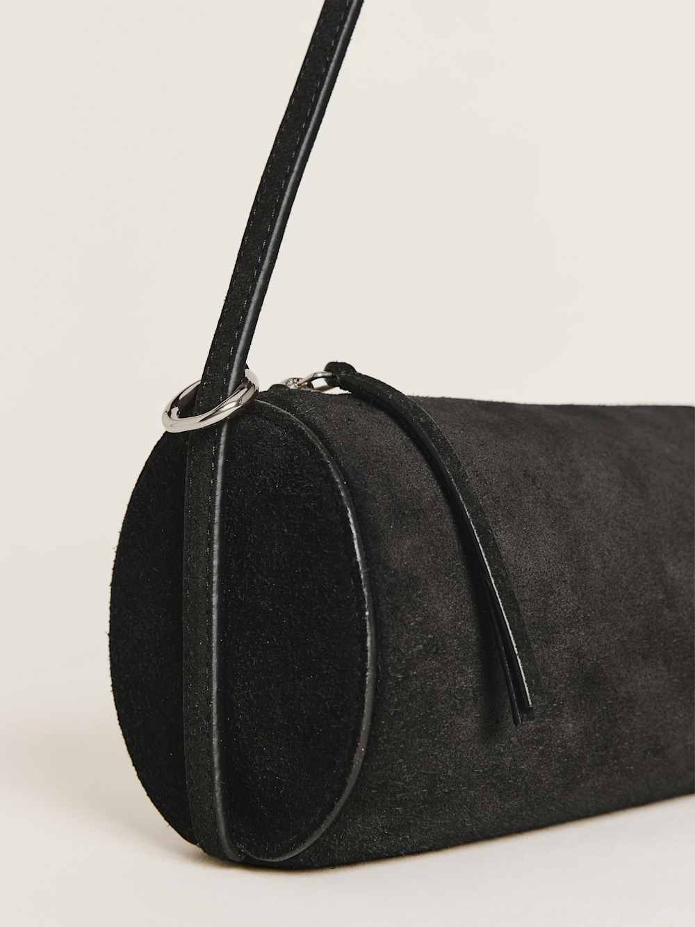 Reformation Simona Cylinder Bag - Black Suede