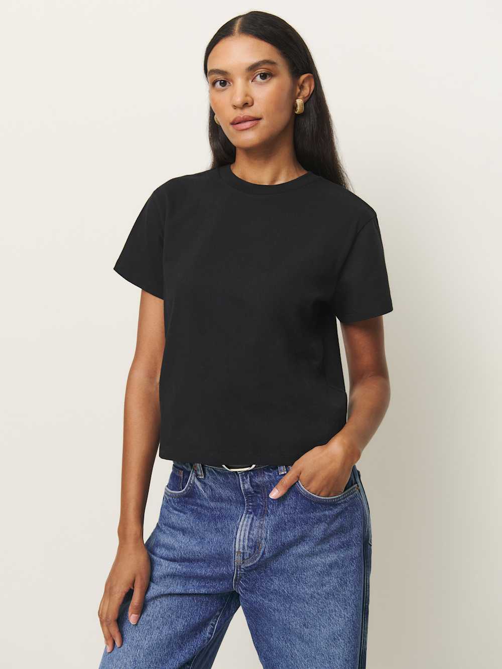 Reformation Rowan Crew Tee - Black