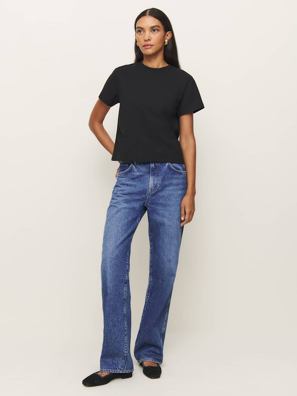 Reformation Rowan Crew Tee - Black