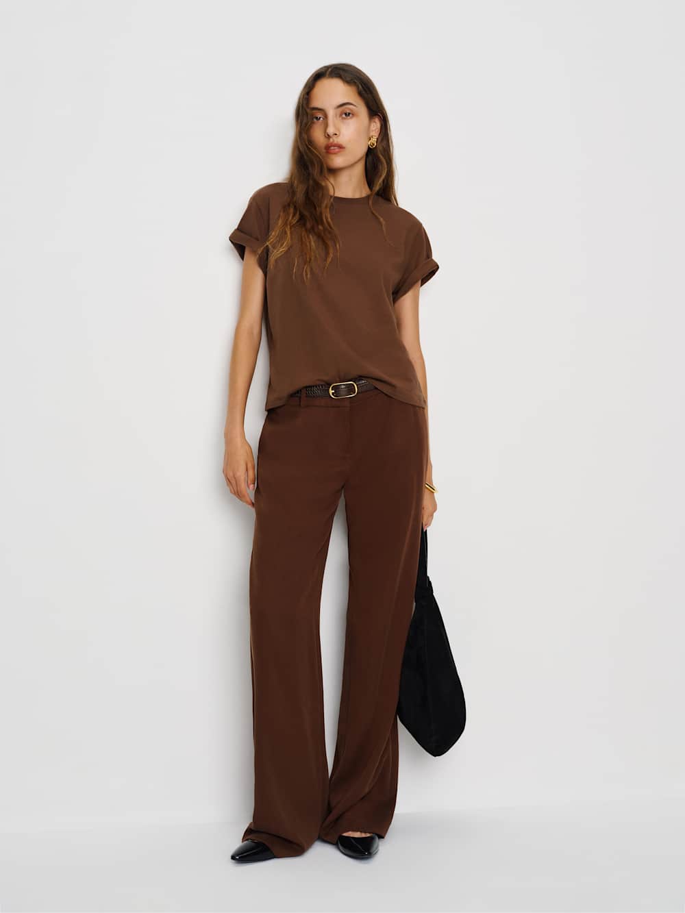 Reformation Rowan Crew Tee - Chocolate Cake