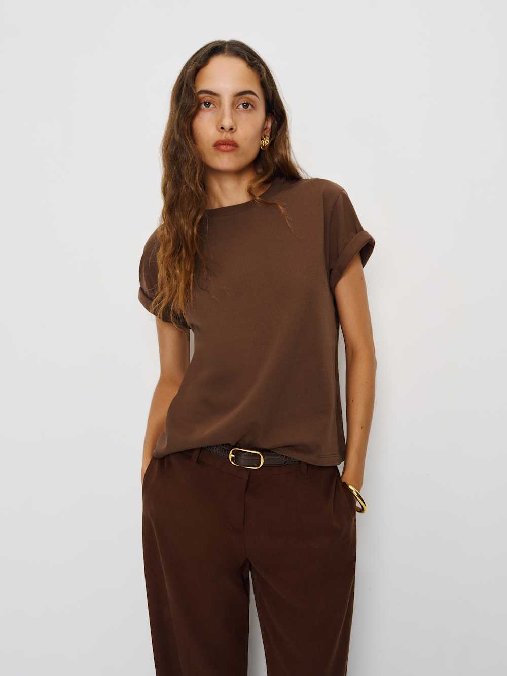 Reformation Rowan Crew Tee - Chocolate Cake