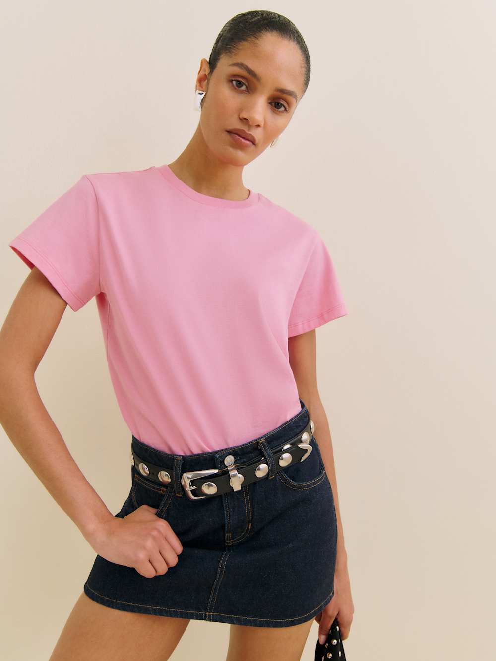 Reformation Rowan Crew Tee - Taffy