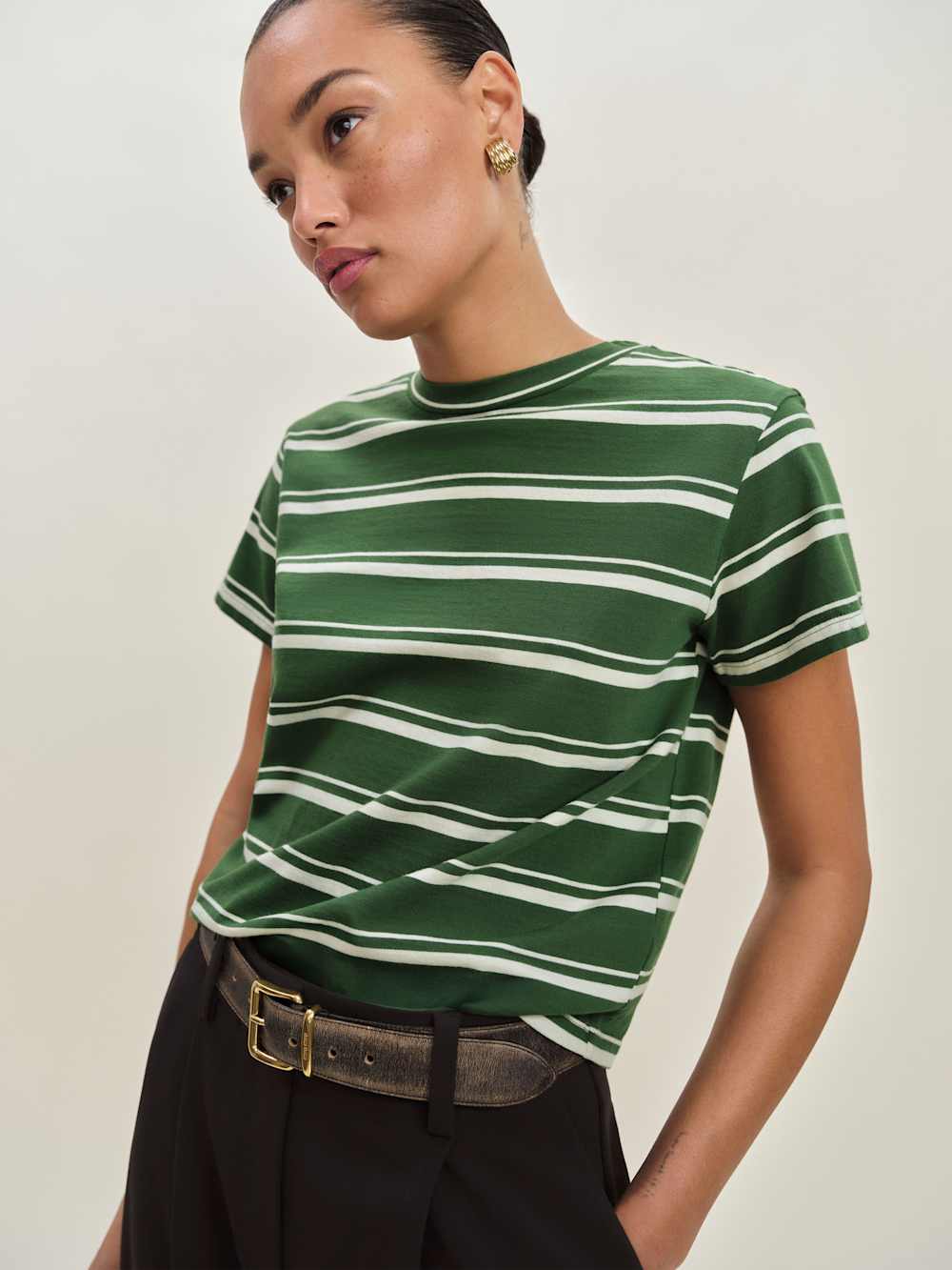 Reformation Rowan Crew Tee - Laguna Stripe
