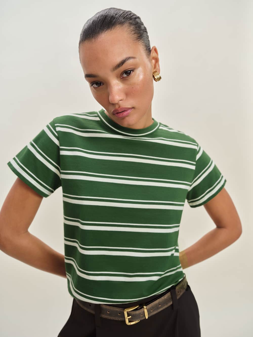 Reformation Rowan Crew Tee - Laguna Stripe