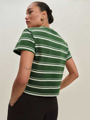 Reformation Rowan Crew Tee - Laguna Stripe