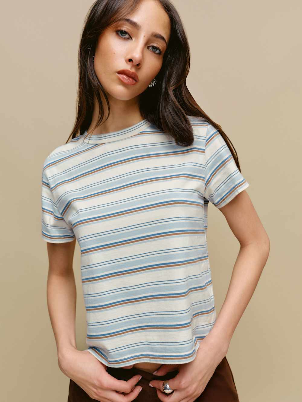 Reformation Rowan Crew Tee - La Jolla Stripe