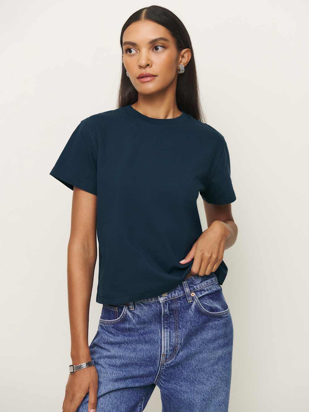 Reformation Rowan Crew Tee - Midnight