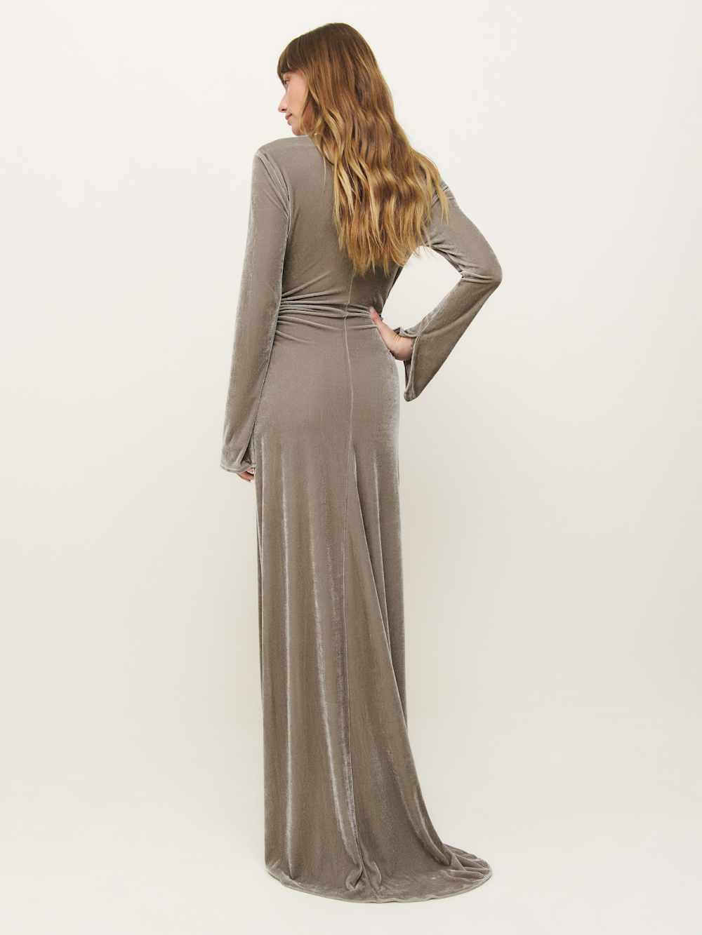 Reformation Donya Velvet Dress - Taupe