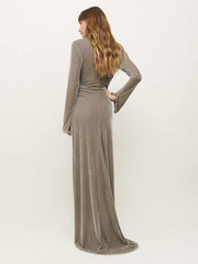 Reformation Donya Velvet Dress - Taupe