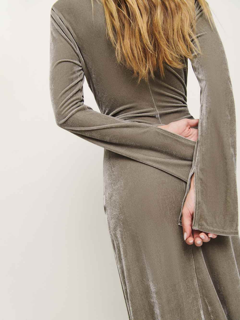 Reformation Donya Velvet Dress - Taupe